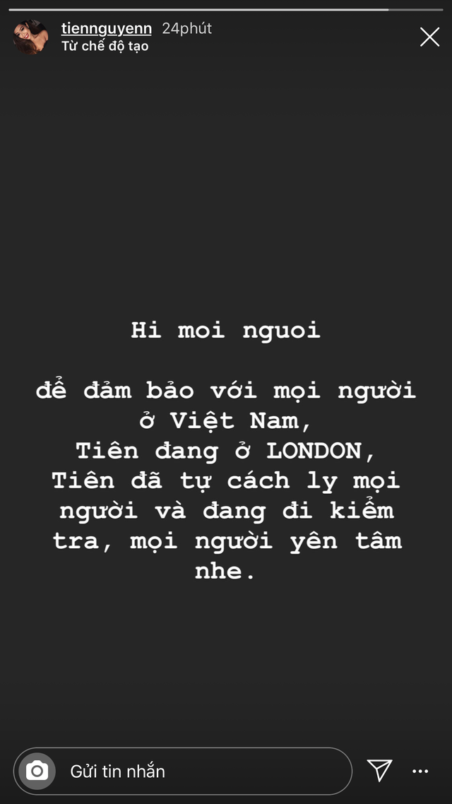Ái nữ hàng hiệu Tiên Nguyễn tự cách ly tại London vì lo ngại dịch Covid-19 - 4 Ái nữ hàng hiệu Tiên Nguyễn tự cách ly tại London vì lo ngại dịch Covid-19 - 4
