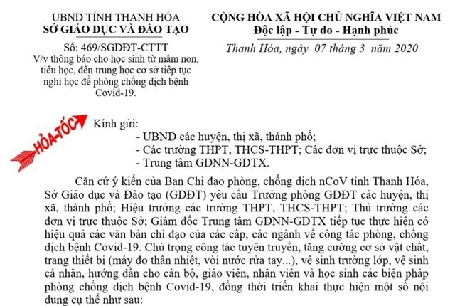 Thanh Hóa, Thừa Thiên Huế, Cà Mau: HS Mầm non đến THCS tiếp tục nghỉ học - 1 Thanh Hóa, Thừa Thiên Huế, Cà Mau: HS Mầm non đến THCS tiếp tục nghỉ học - 1