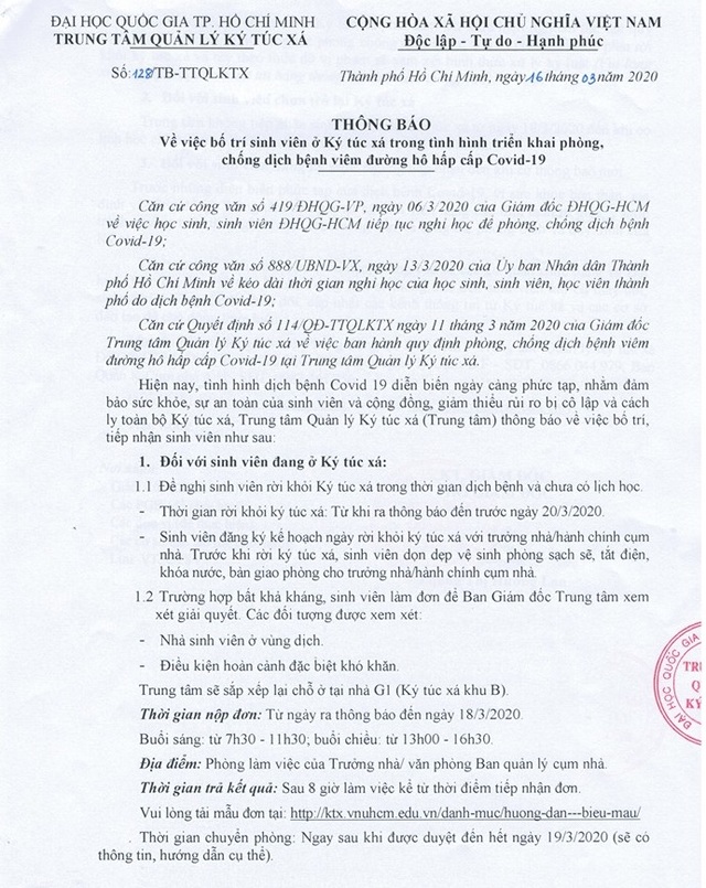 Sinh viên rời ký túc xá ĐH Quốc gia TPHCM để phòng dịch Covid-19 - 2 Sinh viên rời ký túc xá ĐH Quốc gia TPHCM để phòng dịch Covid-19 - 2