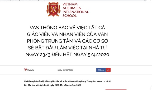 Hai giáo viên mắc Covid-19, Trường Việt Úc cho nhân viên làm việc tại nhà - 2 Hai giáo viên mắc Covid-19, Trường Việt Úc cho nhân viên làm việc tại nhà - 2
