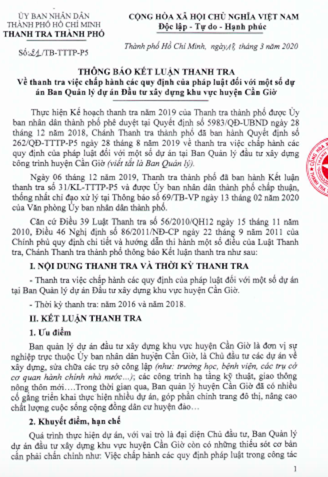 Ban Quản lý dự án Đầu tư xây dựng tại huyện Cần Giờ dính sai phạm - 2