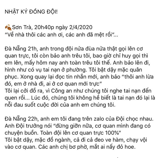 Hai công an Đà Nẵng hy sinh: Nhật ký “Sơn Trà, một đêm trắng” - 1 Hai công an Đà Nẵng hy sinh: Nhật ký “Sơn Trà, một đêm trắng” - 1