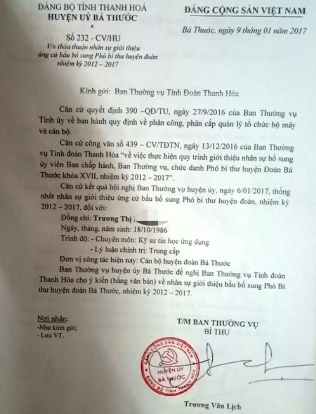 Bí thư Huyện ủy giới thiệu con gái làm Phó Bí thư Huyện đoàn sai quy định? - 4 Bí thư Huyện ủy giới thiệu con gái làm Phó Bí thư Huyện đoàn sai quy định? - 4