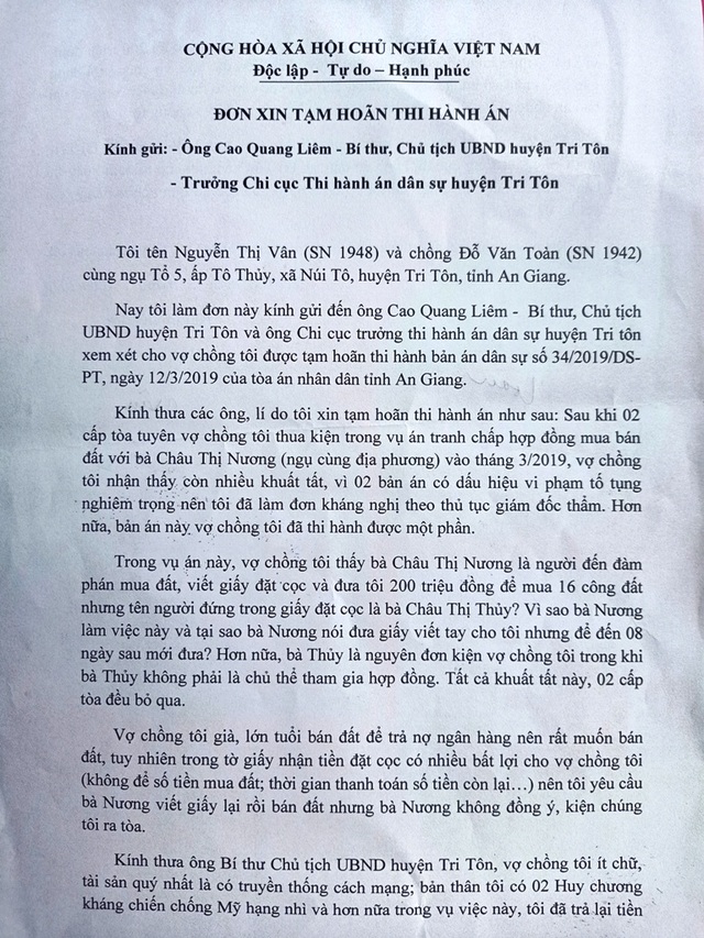 Hai vợ chồng già khốn khổ trước bản án của 2 cấp toà tỉnh An Giang! - 5 Hai vợ chồng già khốn khổ trước bản án của 2 cấp toà tỉnh An Giang! - 5