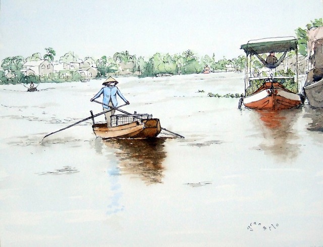 Du khách Pháp vẽ cảnh đẹp Việt Nam, gửi cho bạn bè về đất nước ...