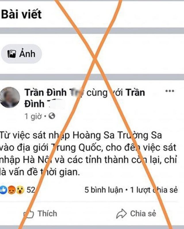 Lĩnh án phạt vì đăng tin sai lệch về chủ quyền quốc gia, bôi nhọ công an - 1 Lĩnh án phạt vì đăng tin sai lệch về chủ quyền quốc gia, bôi nhọ công an - 1