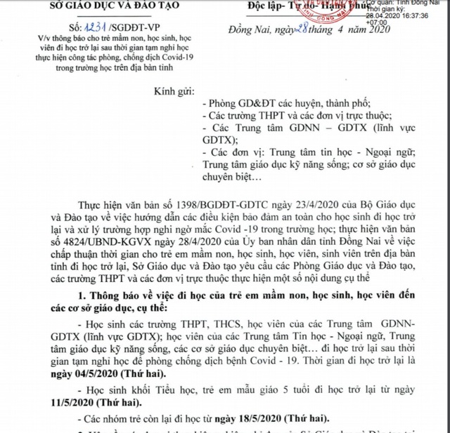 Nhiều tỉnh thống nhất cho học sinh đi học trở lại từ 4/5 - 1 Nhiều tỉnh thống nhất cho học sinh đi học trở lại từ 4/5 - 1