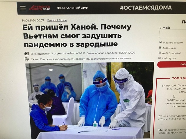 Báo chí Nga ca ngợi thành công của Việt Nam trong chống dịch Covid-19