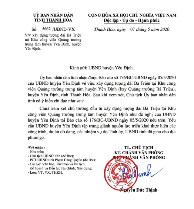 Thanh Hóa bác đề xuất xây dựng tượng đài 20 tỉ tại huyện Yên Định - 1 Thanh Hóa bác đề xuất xây dựng tượng đài 20 tỉ tại huyện Yên Định - 1
