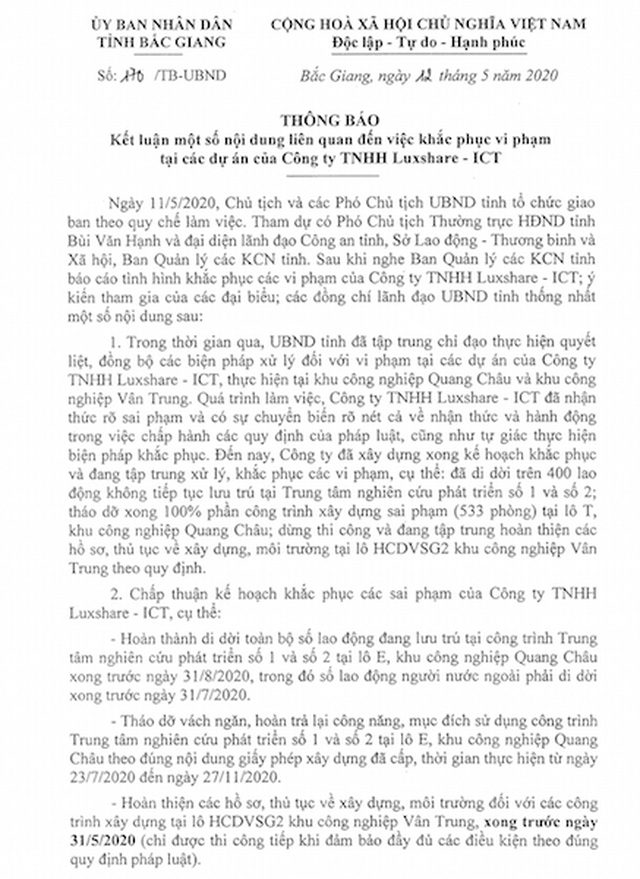 Bắc Giang xử lý “thấu tình đạt lý”, doanh nghiệp Trung Quốc xin sửa sai! - 2 Bắc Giang xử lý “thấu tình đạt lý”, doanh nghiệp Trung Quốc xin sửa sai! - 2