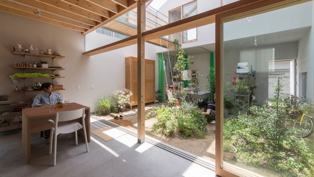 Ngôi nhà bên ngoài đơn giản, bên trong ẩn chứa cả vườn cây xanh mát - 1