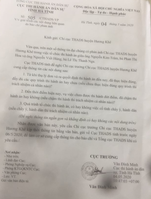 Cục THADS tỉnh Hà Tĩnh đau đầu vì cấp dưới bất tuân chỉ đạo, lạm quyền - 2 Cục THADS tỉnh Hà Tĩnh đau đầu vì cấp dưới bất tuân chỉ đạo, lạm quyền - 2