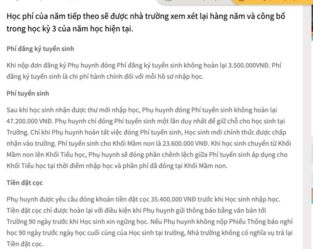 Chóng mặt với hàng loạt phụ phí ở trường quốc tế - 4 Chóng mặt với hàng loạt phụ phí ở trường quốc tế - 4