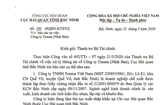 Bất ngờ: Hải quan Bắc Ninh nói Tenma không thuộc diện phải đóng thuế VAT - 1
