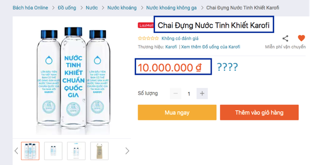 Nhà bán hàng giải thích sao về chai nước có giá đến 10 triệu đồng? - 1 Nhà bán hàng giải thích sao về chai nước có giá đến 10 triệu đồng? - 1
