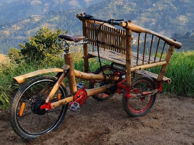 Độc đáo mẫu xe đạp điện đa năng bằng tre ở Nepal - 1