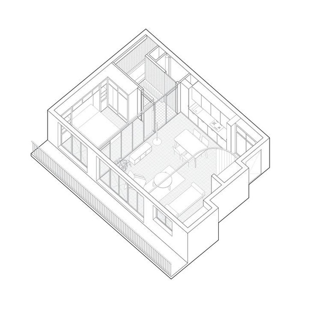 Bất ngờ: Căn hộ 42 m2 rộng gấp đôi chỉ nhờ... những tấm rèm - 3 Bất ngờ: Căn hộ 42 m2 rộng gấp đôi chỉ nhờ... những tấm rèm - 3
