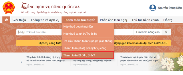 Gia hạn thẻ BHYT hộ gia đình và đóng BHXH tự nguyện trên Cổng DVC Quốc gia - 1 Gia hạn thẻ BHYT hộ gia đình và đóng BHXH tự nguyện trên Cổng DVC Quốc gia - 1