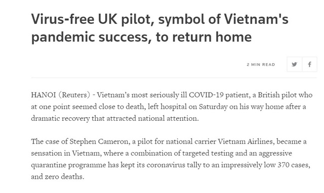Báo chí nước ngoài ca ngợi Việt Nam tận tình cứu chữa phi công Anh - Ảnh minh hoạ 2