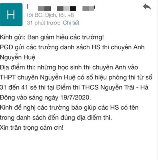 Sự cố đổi địa điểm thi lúc nửa đêm: Sở GD Hà Nội mong phụ huynh thông cảm - 1 Sự cố đổi địa điểm thi lúc nửa đêm: Sở GD Hà Nội mong phụ huynh thông cảm - 1
