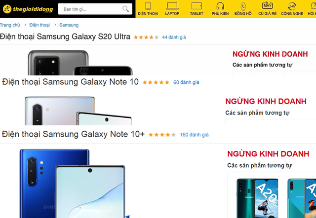 TGDĐ ngừng kinh doanh Samsung Galaxy Note 10, Note 10+, S20 Ultra - 1 TGDĐ ngừng kinh doanh Samsung Galaxy Note 10, Note 10+, S20 Ultra - 1