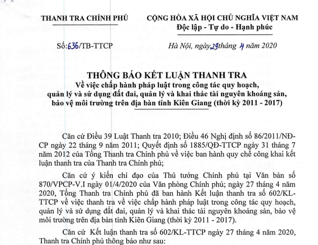 Thanh tra Chính phủ đề nghị thu hồi 43 dự án treo nhiều năm ở Phú Quốc - 1 Thanh tra Chính phủ đề nghị thu hồi 43 dự án treo nhiều năm ở Phú Quốc - 1