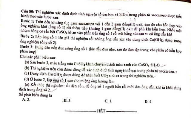 Gợi ý đáp án môn Hóa học tốt nghiệp THPT 2020 - 6 Gợi ý đáp án môn Hóa học tốt nghiệp THPT 2020 - 6