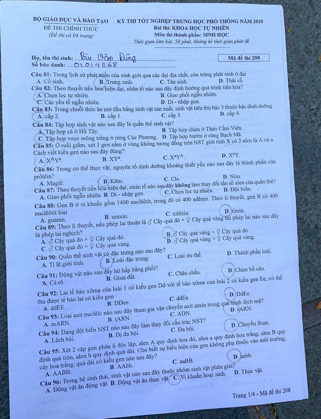 Đề thi môn Sinh tốt nghiệp THPT 2020: Thí sinh nhận xét đề dễ thở - 5