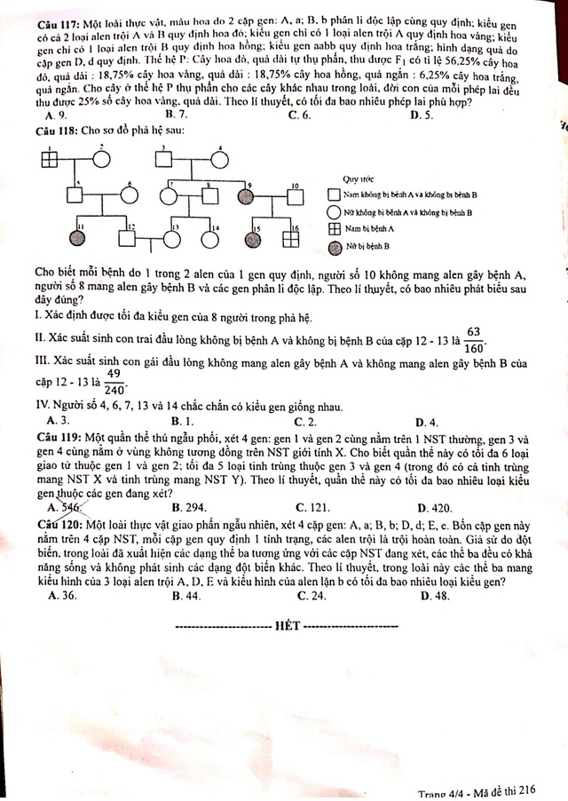 Gợi ý giải đề thi môn Sinh học tốt nghiệp THPT 2020 - 11 Gợi ý giải đề thi môn Sinh học tốt nghiệp THPT 2020 - 11