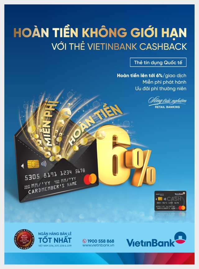 Hoàn tiền không giới hạn cùng thẻ VietinBank Cashback - 1 Hoàn tiền không giới hạn cùng thẻ VietinBank Cashback - 1