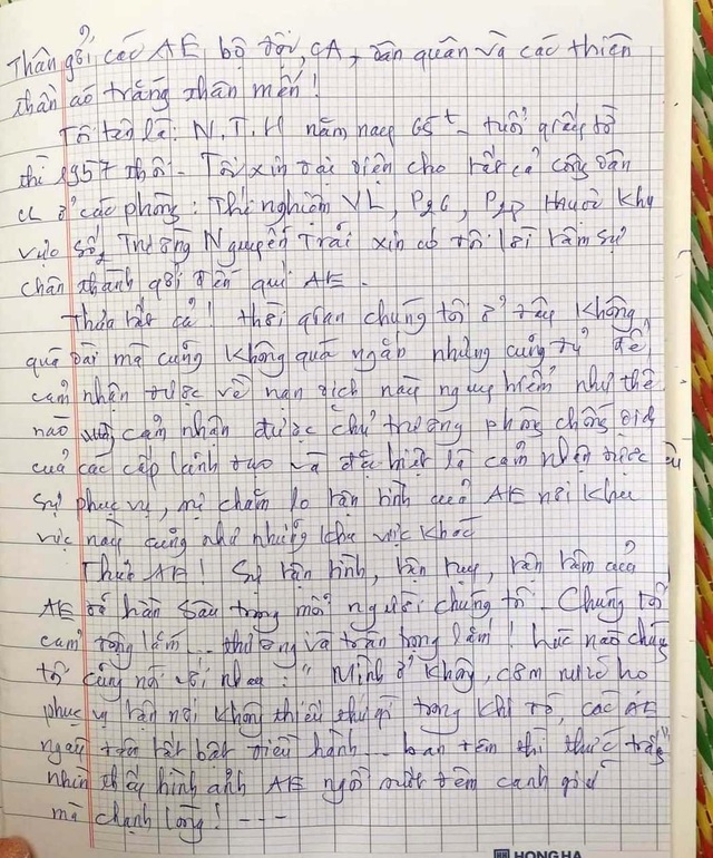 Lá thư cảm ơn xúc động của những người hoàn thành cách ly tập trung - 1 Lá thư cảm ơn xúc động của những người hoàn thành cách ly tập trung - 1