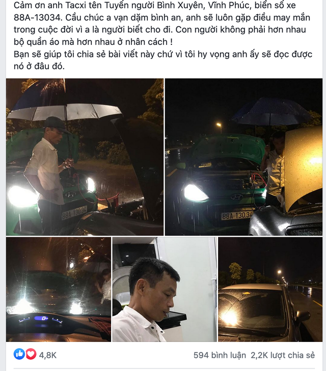 Cảm động câu chuyện anh taxi ngoại tỉnh sửa hộ xe giữa cơn mưa khuya tầm tã - 1 Cảm động câu chuyện anh taxi ngoại tỉnh sửa hộ xe giữa cơn mưa khuya tầm tã - 1