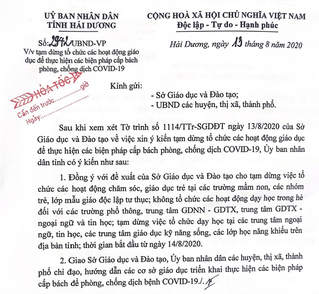 Hải Dương: Tạm dừng các hoạt động giáo dục nghề nghiệp để phòng chống dịch - 2 Hải Dương: Tạm dừng các hoạt động giáo dục nghề nghiệp để phòng chống dịch - 2