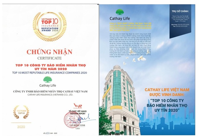Cathay Life Việt Nam được vinh danh là 1 trong 10 công ty bảo hiểm nhân thọ uy tín - 1