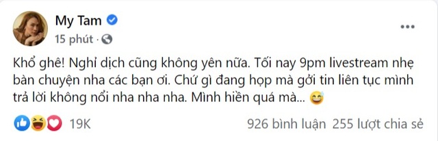 Mỹ Tâm livestream khoe eo thon, dập tắt tin đồn mang thai - 1 Mỹ Tâm livestream khoe eo thon, dập tắt tin đồn mang thai - 1