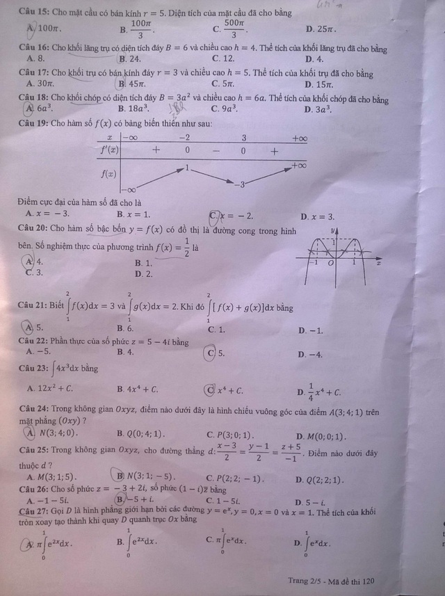 Đề Toán tốt nghiệp THPT đợt 2 vừa sức, thí sinh không khó để đạt điểm khá - 2 Đề Toán tốt nghiệp THPT đợt 2 vừa sức, thí sinh không khó để đạt điểm khá - 2