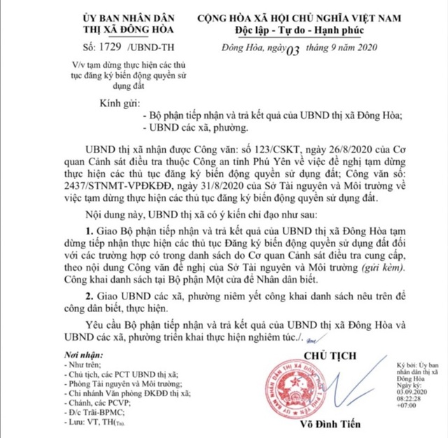 Phú Yên dừng đăng ký, chuyển nhượng hơn 1.100 thửa đất dính các vụ án - 1 Phú Yên dừng đăng ký, chuyển nhượng hơn 1.100 thửa đất dính các vụ án - 1