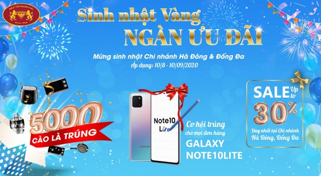 “Sinh nhật vàng – Ngàn ưu đãi” nhận ngay quà khủng khi đến Bảo Tín Mạnh Hải - 1 “Sinh nhật vàng – Ngàn ưu đãi” nhận ngay quà khủng khi đến Bảo Tín Mạnh Hải - 1