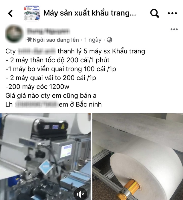 Vỡ mộng làm giàu, giới sản xuất khẩu trang ồ ạt bán tháo, thanh lý thiết bị - 1