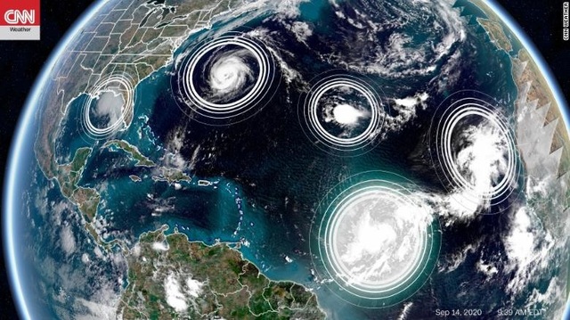 Lần thứ hai trong lịch sử 5 cơn bão xuất hiện đồng thời ở Đại Tây Dương - 1