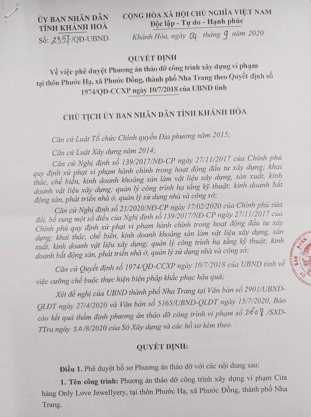 Khánh Hòa quyết tháo dỡ 7 showroom sai phạm chuyên đón khách Trung Quốc - 4 Khánh Hòa quyết tháo dỡ 7 showroom sai phạm chuyên đón khách Trung Quốc - 4