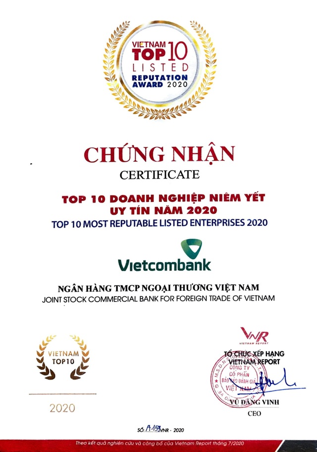 Vietcombank dẫn đầu bảng xếp hạng Top 10 Ngân hàng thương mại Việt Nam uy tín năm 2020 - 2 Vietcombank dẫn đầu bảng xếp hạng Top 10 Ngân hàng thương mại Việt Nam uy tín năm 2020 - 2
