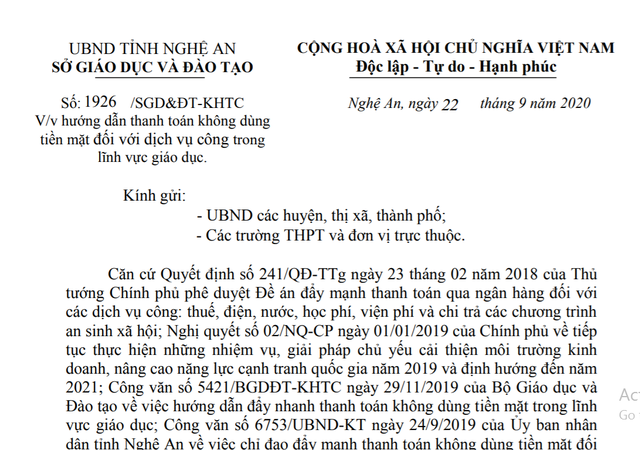 Không áp đặt phụ huynh phải mở tài khoản tại ngân hàng mà trường chọn - 1 Không áp đặt phụ huynh phải mở tài khoản tại ngân hàng mà trường chọn - 1