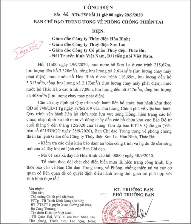 Sáng 30/9, Thủy điện Hòa Bình xả lũ - 2 Sáng 30/9, Thủy điện Hòa Bình xả lũ - 2