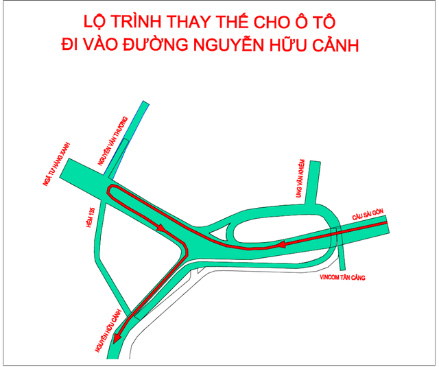 TPHCM: Từ ngày 3/10 cấm lưu thông qua cầu vượt Nguyễn Hữu Cảnh - 2 TPHCM: Từ ngày 3/10 cấm lưu thông qua cầu vượt Nguyễn Hữu Cảnh - 2