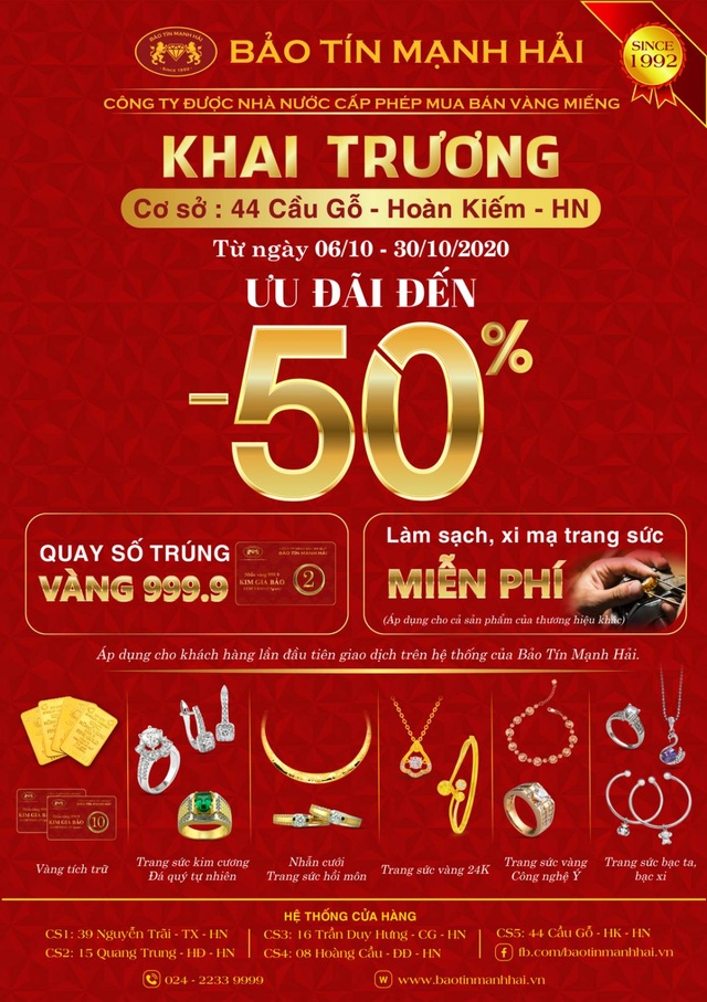 Bảo Tín Mạnh Hải ưu đãi tưng bừng mừng khai trương cơ sở 5 tại 44 Cầu Gỗ - 1 Bảo Tín Mạnh Hải ưu đãi tưng bừng mừng khai trương cơ sở 5 tại 44 Cầu Gỗ - 1