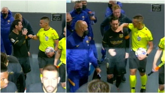 Messi và HLV Ronald Koeman quây trọng tài trong đường hầm - 1 Messi và HLV Ronald Koeman quây trọng tài trong đường hầm - 1