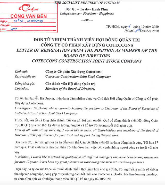 Tin nóng: “Ông trùm” Nguyễn Bá Dương bất ngờ từ bỏ quyền lực tại Coteccons - 2 Tin nóng: “Ông trùm” Nguyễn Bá Dương bất ngờ từ bỏ quyền lực tại Coteccons - 2