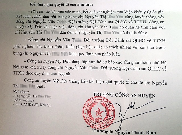 Hà Nội: Xem xét xử lý Đội trưởng Công an huyện quan hệ bất chính - 1 Hà Nội: Xem xét xử lý Đội trưởng Công an huyện quan hệ bất chính - 1