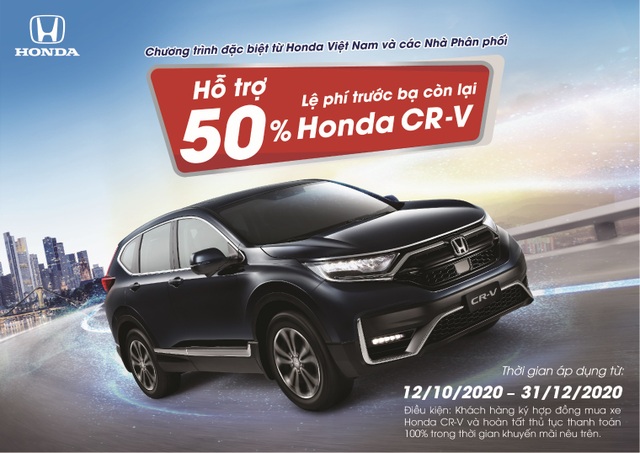 Hỗ trợ 50% lệ phí trước bạ còn lại cho khách hàng mua xe Honda CR-V - 1 Hỗ trợ 50% lệ phí trước bạ còn lại cho khách hàng mua xe Honda CR-V - 1